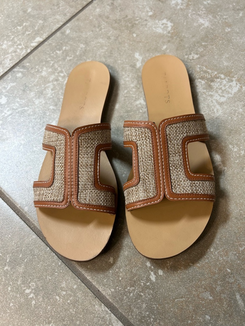 Talbots Women’s Tan Woven Slide Sandals size 8